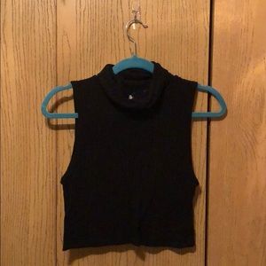 Black Cropped Sleeveless TurtleNeck